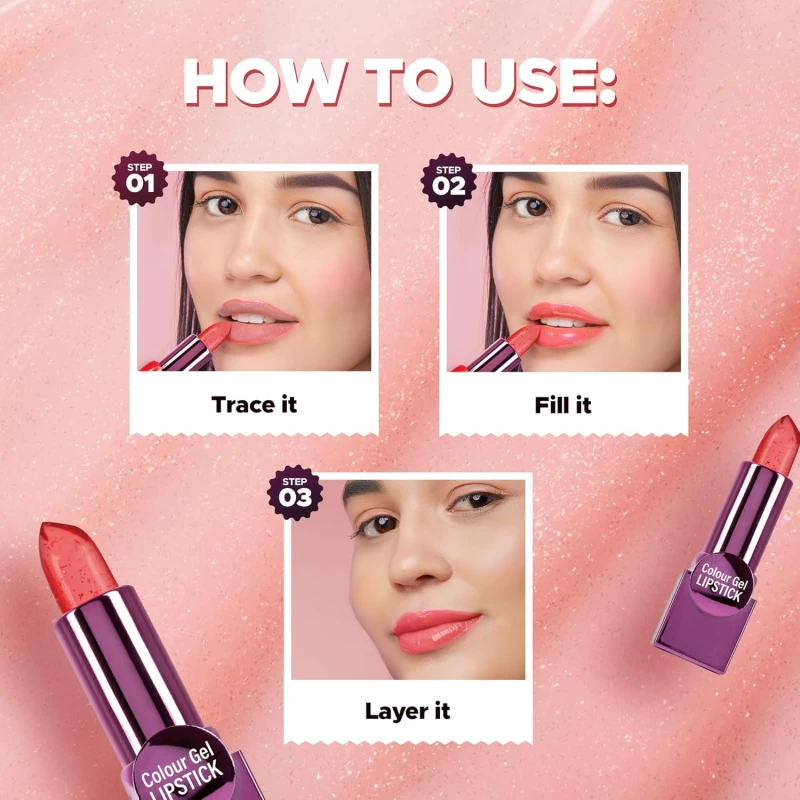 Hilary Rhoda Colour Gel Lipstick | PH Colour-Changing & Highly Pigmented Lipstick| Hydrating | Glossy Finish Lasts Up To 12 Hour (Shade 03) – 3.6g thumbnail 6